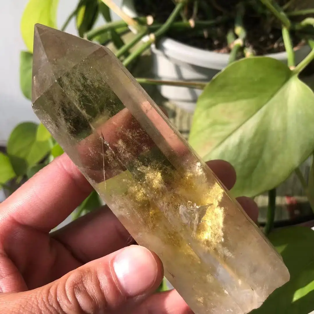 

Natural Topaz Obelisk Quartz Crystal Heals Reiki Magic Wand Tower Point