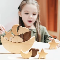 baby wooden stars and moons shape montessori early educational toy balance stacked games bpa free teether kid presents