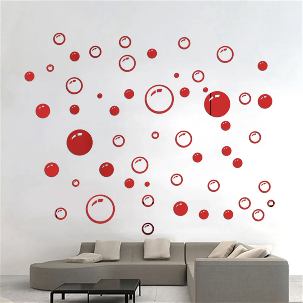 

58 Pcs Soap Bubbles Acrylic Mirror Wall Sticker Home Decor Circles 3D Mirrors Decal for Living Room Bathroom Bedroom Decoration