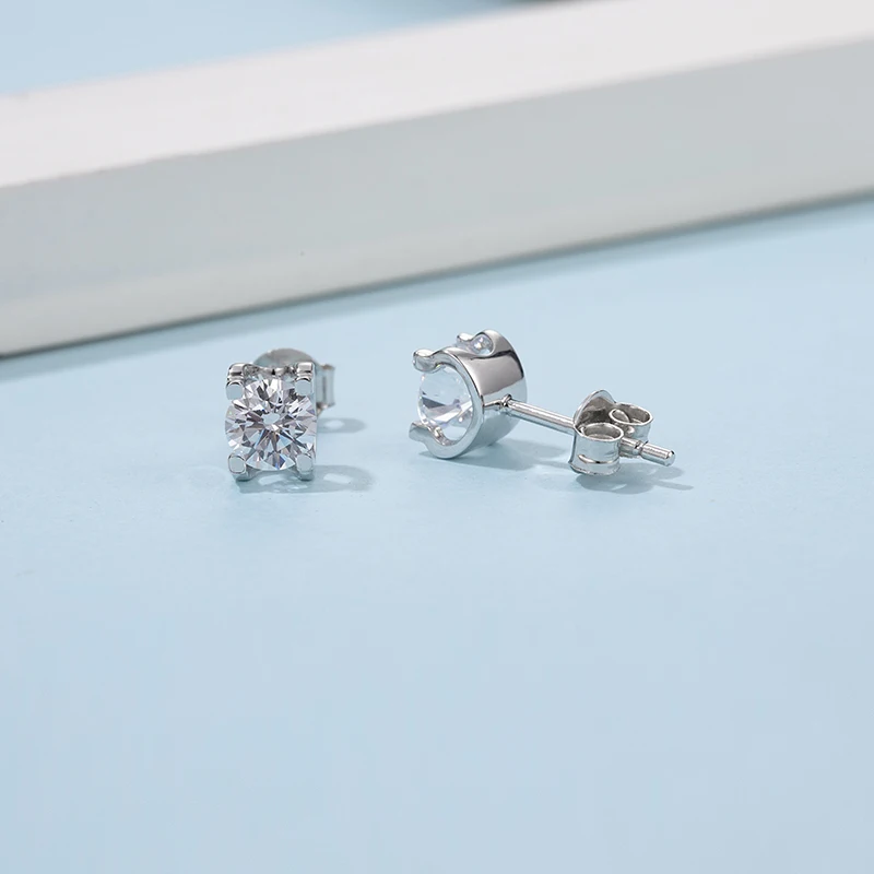 Женские серьги с круглым вырезом Moissanite модные из стерлингового серебра 925 пробы