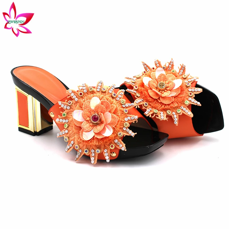 Новое поступление 2020 итальянская женская обувь оранжевого цвета подходит к