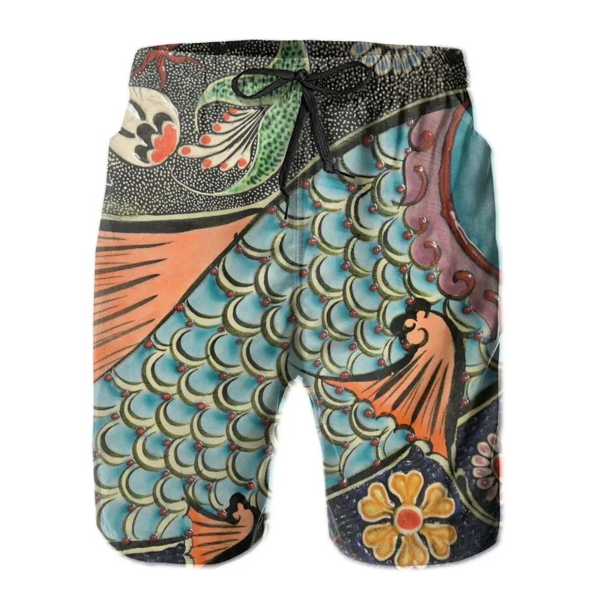 

Mens Swimming Shorts Swimwear Mosaic Fish Tile Art Ceramic Trunks Swimsuit Man Beach Wear Short Pants Bermuda Boardshorts