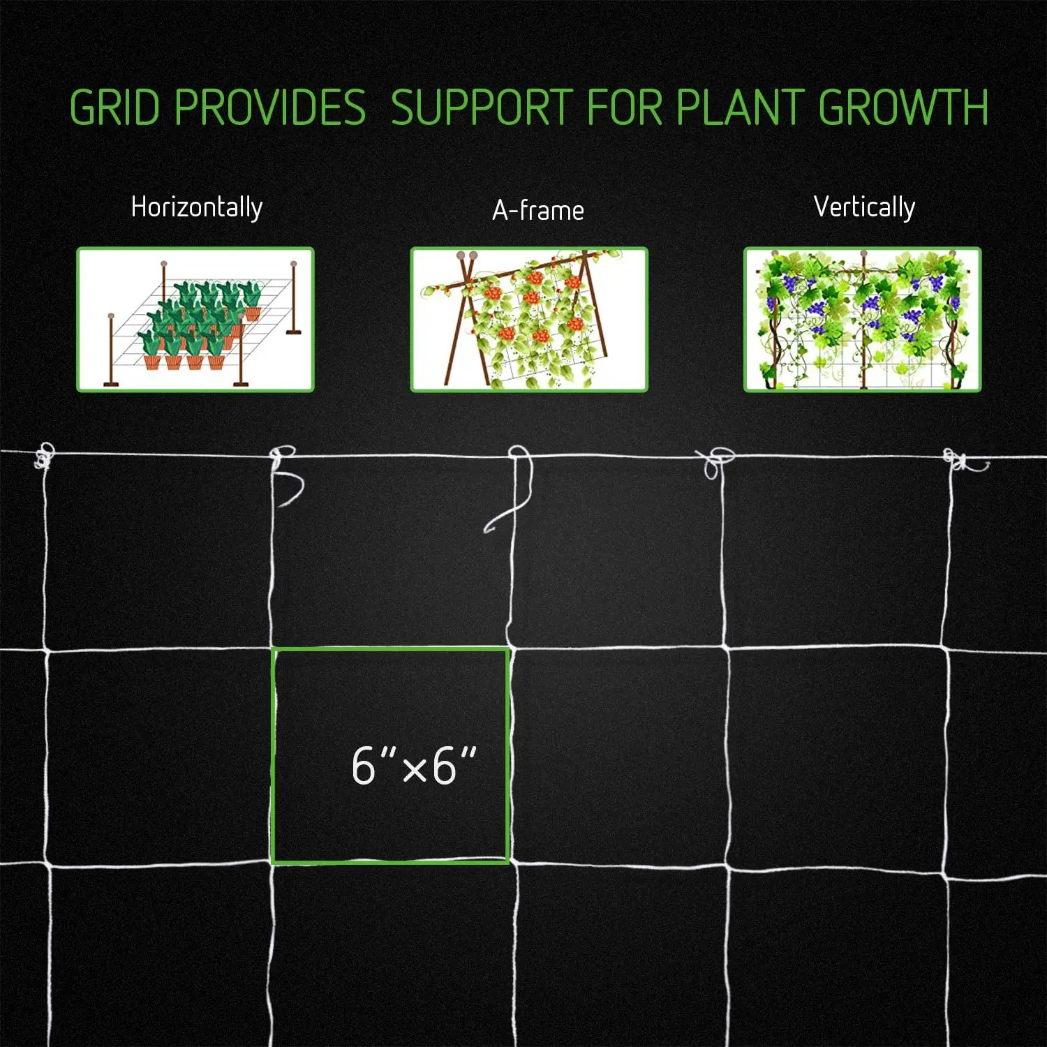 

Plant Trellis Netting Heavy-Duty Polyester Plant Support Vine Climbing Hydroponics Garden Net Tools Multi Use Dropshipping