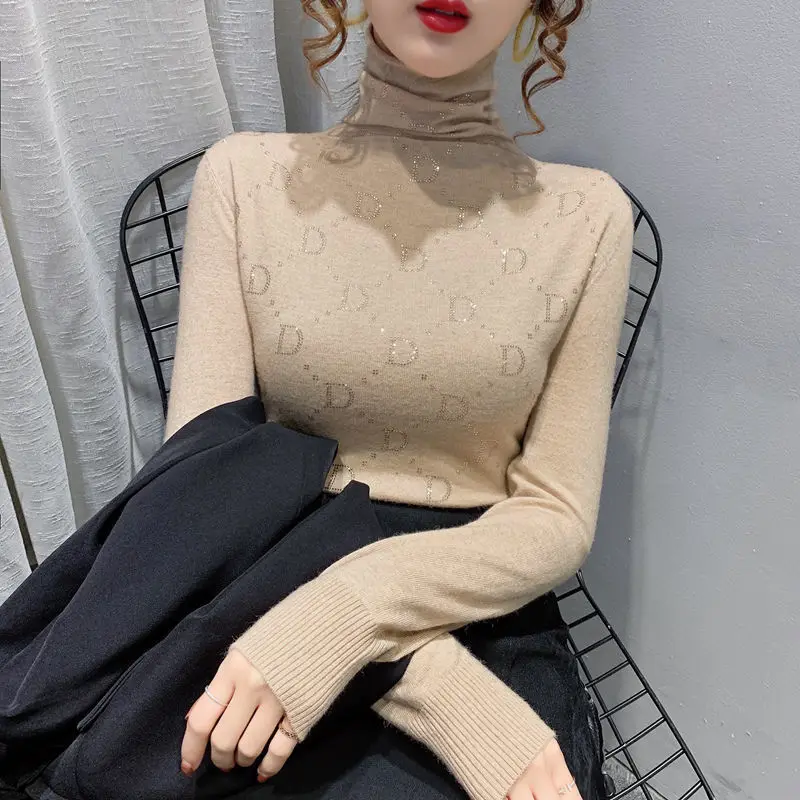 

One piece plush and thickened pile up high neck bottoming sweater for women in winter