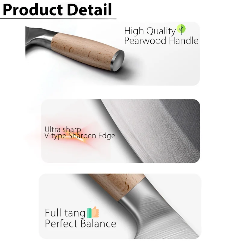 Мясницкий кухонный нож шеф-повара измельчитель мяса 7 дюймов 7Cr17 из нержавеющей