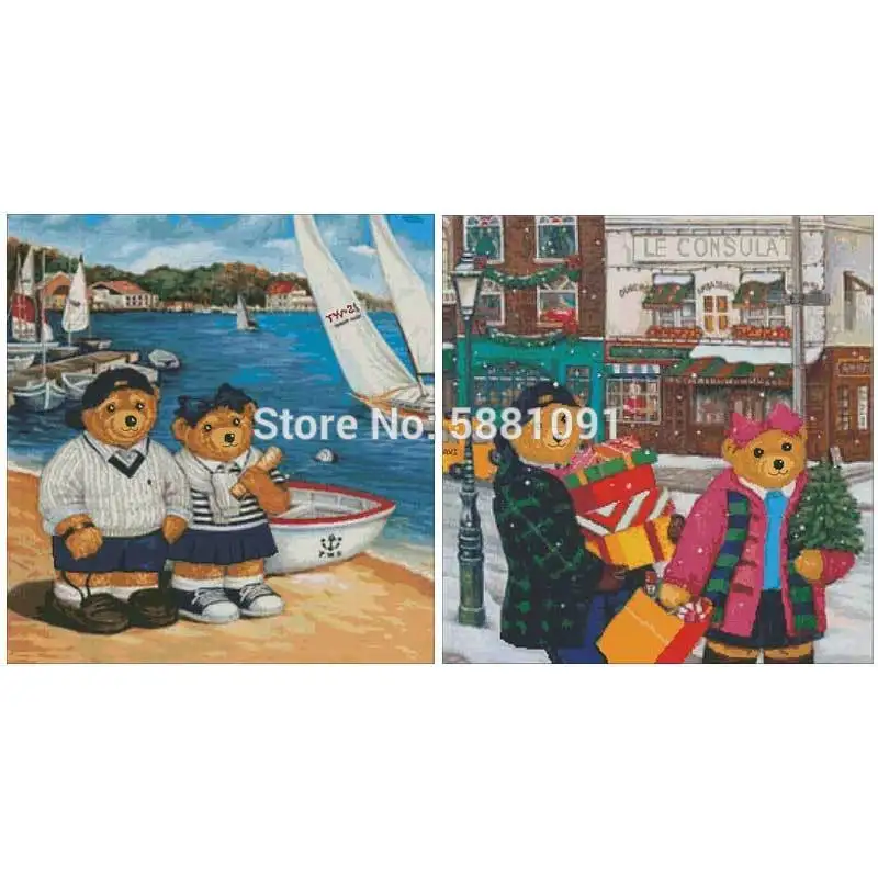 

Teddy bear patterns Counted Cross Stitch 11CT 14CT DIY Chinese Cross Stitch Kits Embroidery Needlework Sets home decor