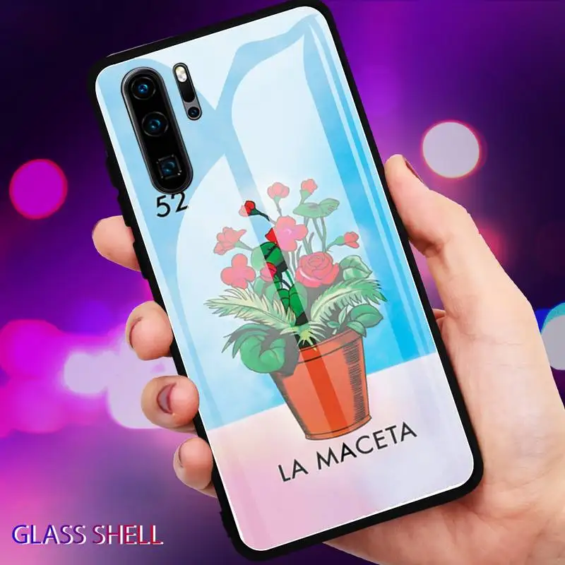 

Mexican Bingo Loteria Phone Case Glass For Huawei P30 Lite 20 Por P9 10 Mate 10 9 Honor 8 X 9 10 NOVA 5 Cover
