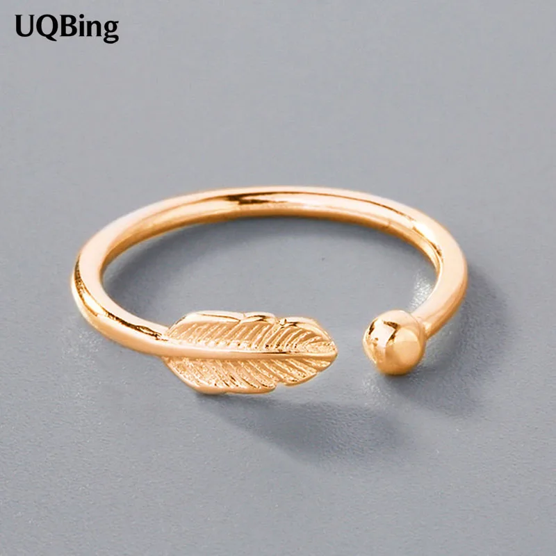 

Rose Gold Color Feather & Ball Open Adjustable Finger Rings For Fashion Women Jewelry