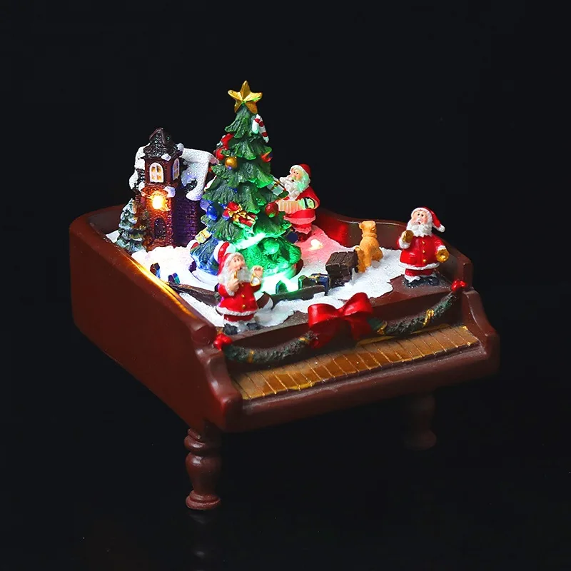 

New Type Luminous Music Snow Scene House Children Adult Christmas Holiday Gift Led Lantern Piano Decoration Ornaments