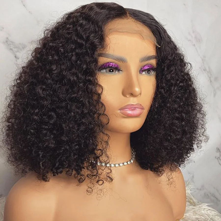 

Peruvian Kinky Curly Natural Hairline Curl Transparent Lace 13x6 360 Lace Frontal Human Hair Wigs Full Lace Wig Remy 180Density