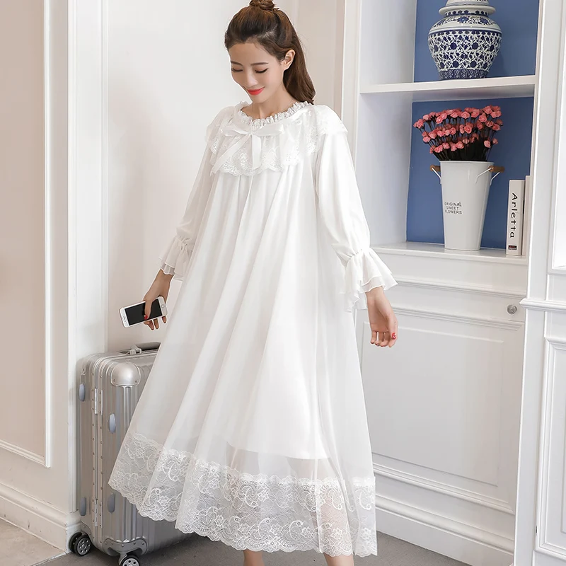 Пикантное Ночное платье принцессы для беременных белое хлопковое кружевное