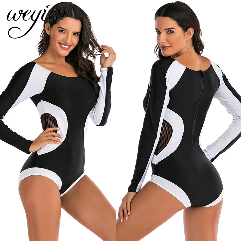 Сексуальный женский цельный купальник с длинными рукавами костюмы для серфинга