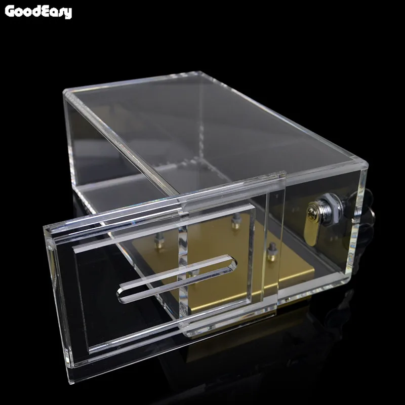 Transparent Acrylic Safe Box Poker Chips Professional Gambler Coin Case Bank Double Security Casino Money/Tips Box 1pcs