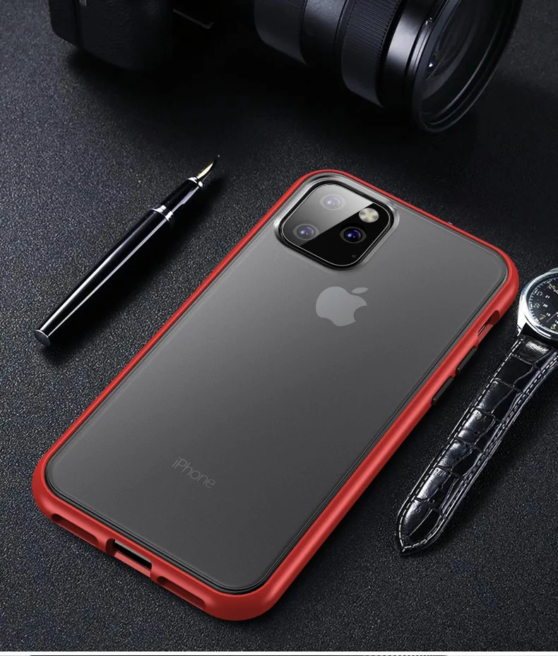 Для iPhone 11 Pro чехол Скраб Жесткий прозрачный PC задняя крышка+ TPU для iPhone 11 Max чехол полное покрытие задняя крышка чехол 6,4 ''funda