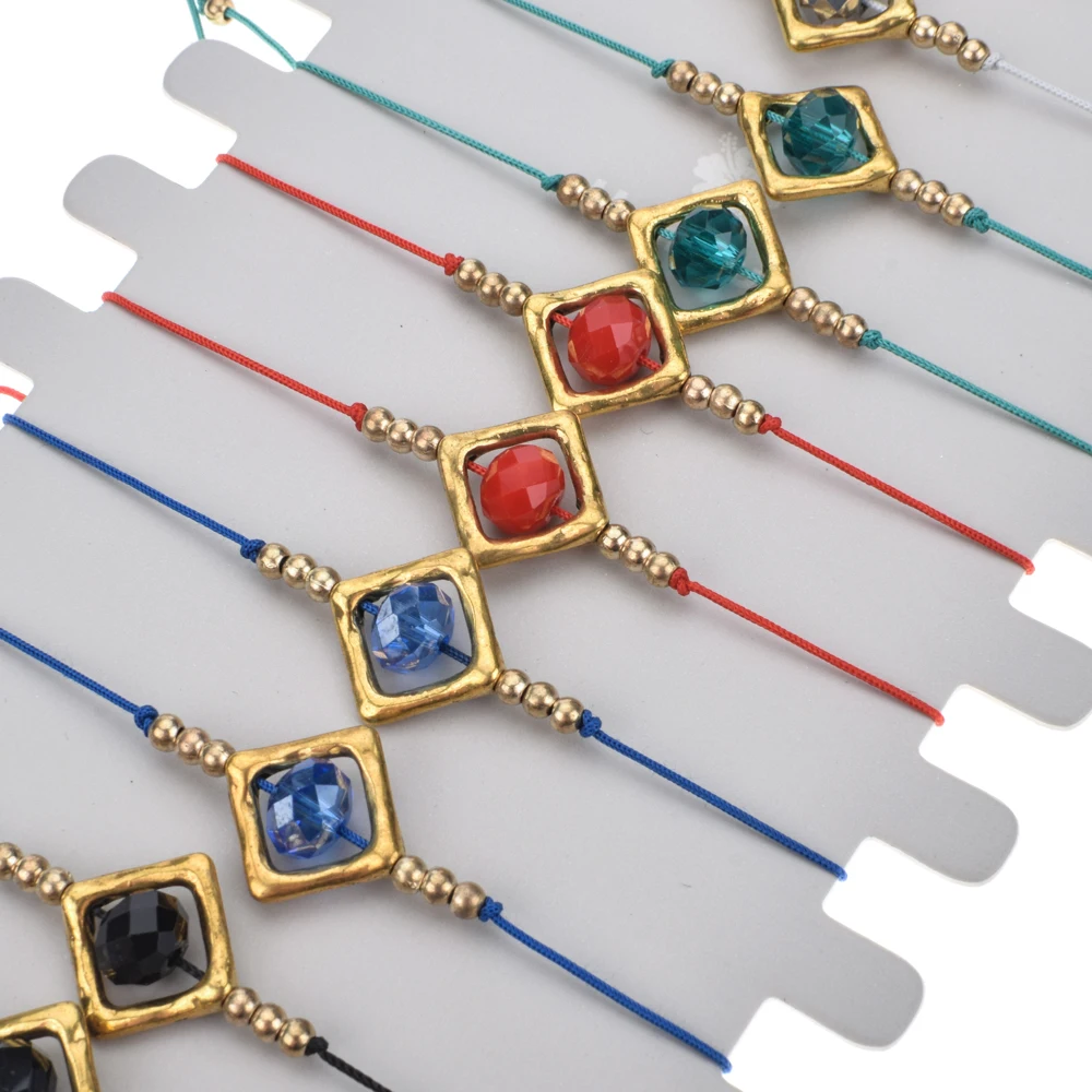 12 шт./компл. браслеты с бусинами из кристаллов женские богемные регулируемые