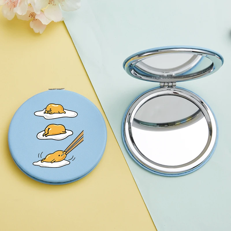 Милое зеркало для макияжа с изображением яиц девочек портативное мини