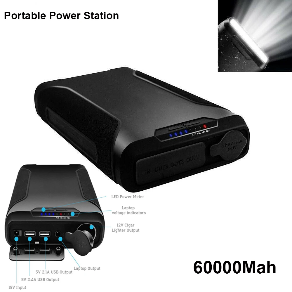 

150W 222Wh 60000mAh Portable Power Bank Solar Panel Generator With 12V / 15A Cigarette Lighter Output
