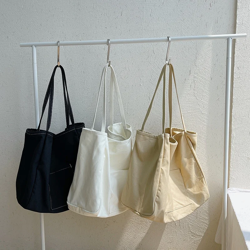 

Minority Sumptuous Women's Leisure Pure Color Canvas Fashion Trend Shoulder Bag Large Capacity Tote Bag