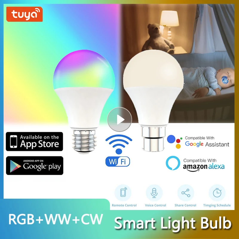 

Светодиодная RGB-лампа E27 B22, 110 В, 9 Вт, подсветка RGBWW