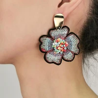 manilai bohemian beads flower embroidered earrings for women 2022 big handmade beaded drop earrings ethnic jewelry girl brincos