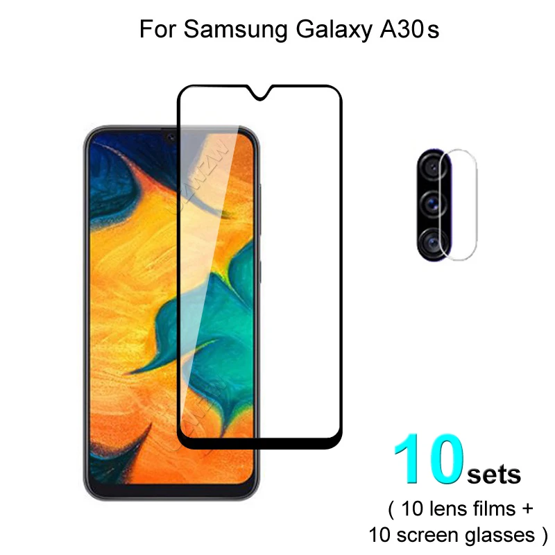 

10 комплектов для Samsung Galaxy A30s защита для экрана защитное закаленное стекло Взрывозащищенная и пленка для объектива камеры
