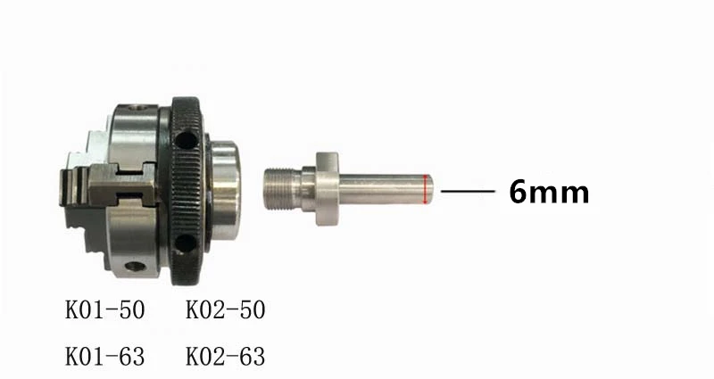 Реверсивный самоцентрирующийся токарный патрон K02 50 мм Mini 4 с резьбой M14 со