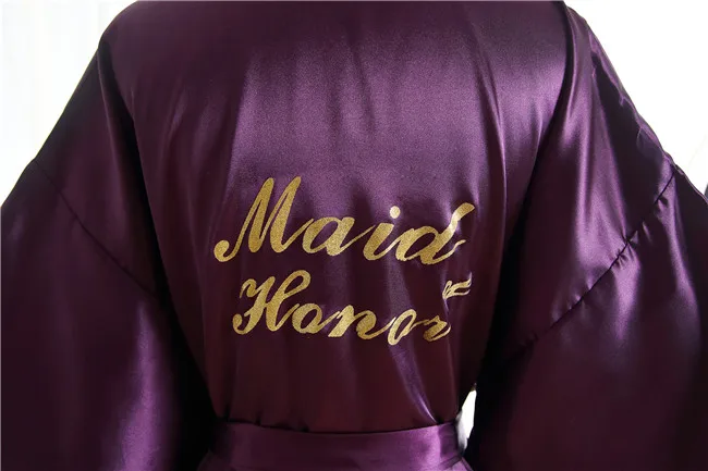 Maid of Honor 6 Шелковый Атласный Свадебный халат для невесты, Одноцветный халат, Короткое Кимоно, ночной халат, модный халат для женщин - Цвет: Maid of Honor 6