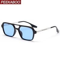 peekaboo double bridge retro sunglasses men polarized tr90 frame square ladies sun glasses summer uv400 gift items 2021 green