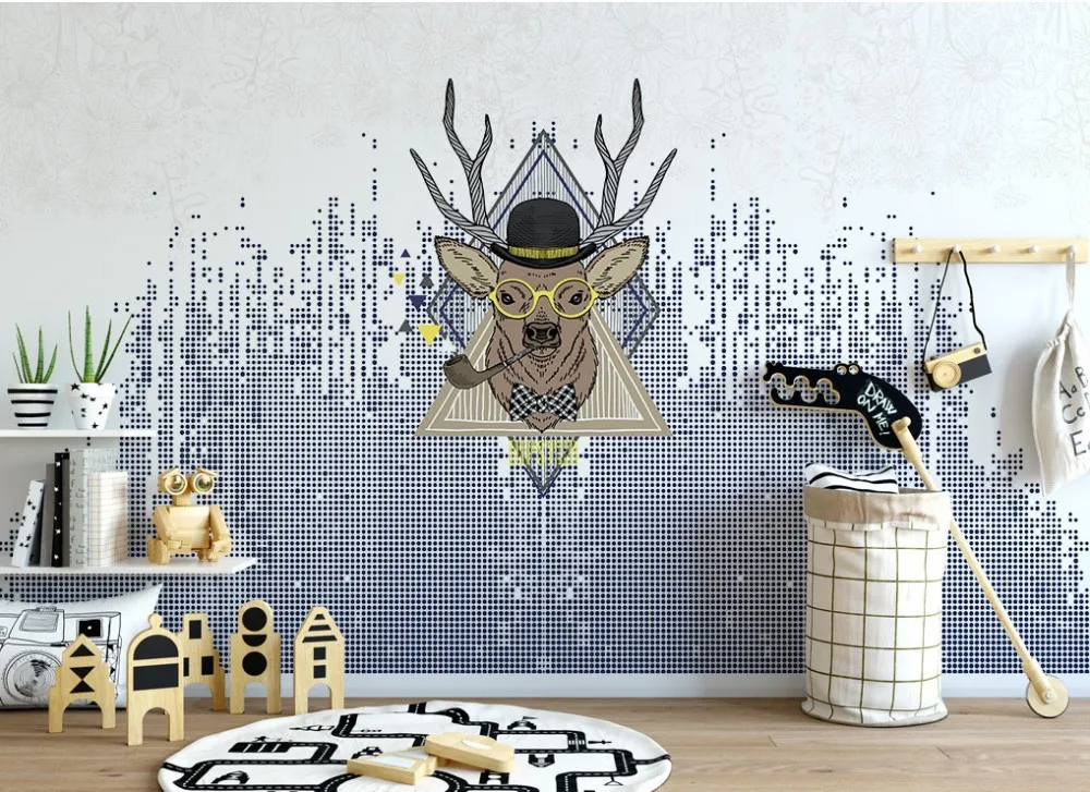 

Drop Shipping Custom 3D Abstract Elk Mural TV Background Wallpaper Art Mural Kids Wallpaper Interior 3D Wallpaper For Bedroom