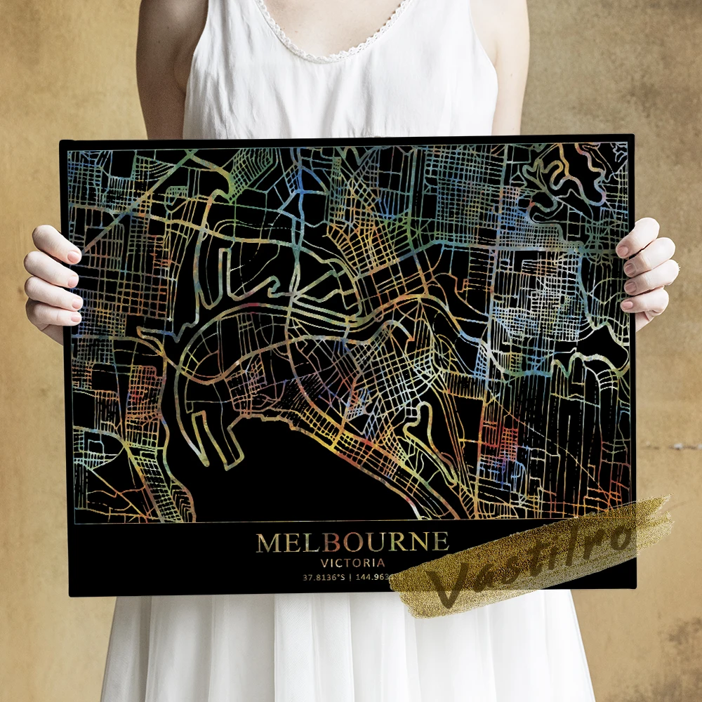 Плакат с картой мира карта австралийского города художественные принты Мельбурн