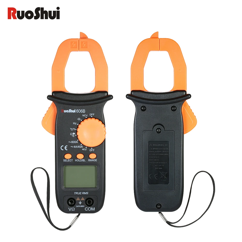 RuoShui606B цифровой клещи Ручной Автоматический диапазон токовые измерительные щипцы вольтамперная электрическая Емкость тестер зажим мультиметр токовые клещи