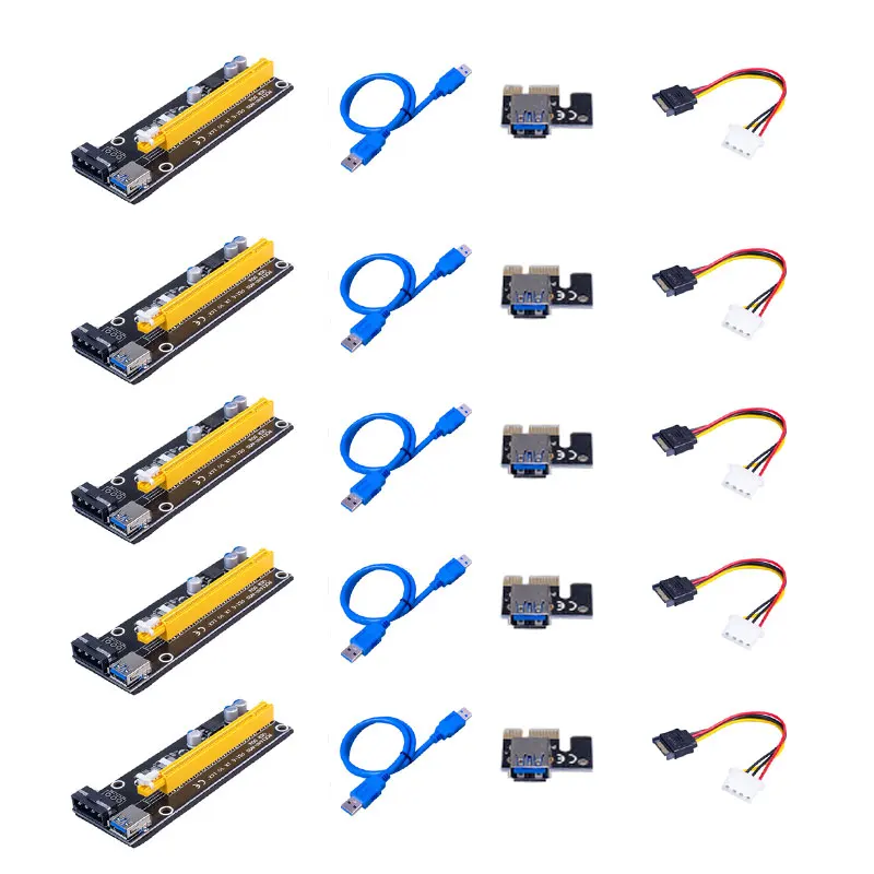 

50 шт. VER006S PCI-E Riser Card SATA 15pin кабель питания USB PCI Express x 8x 16x удлинитель PCIe адаптер для видеокарты GPU