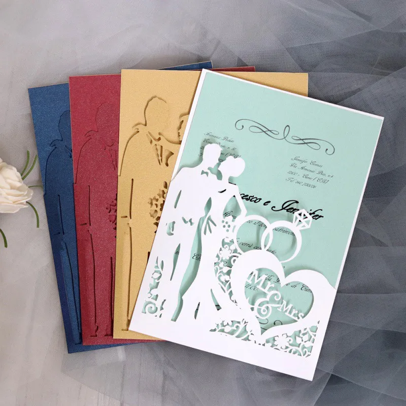 Свадебный золотой красный белый лазерный разрез роскошные свадебные