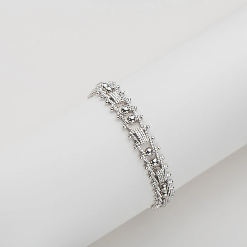 

ANZIW Women Bracelet Bead Bracelet for Women Adjustable Silver Bracelet Wedding Engagement Party Jewelry brazalete mujer plata