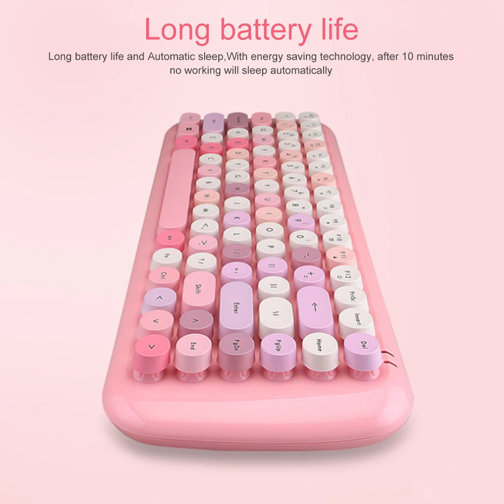 2 4G Беспроводной Клавиатура Набор разные яркие цвета круглые клавиши клавиатуры