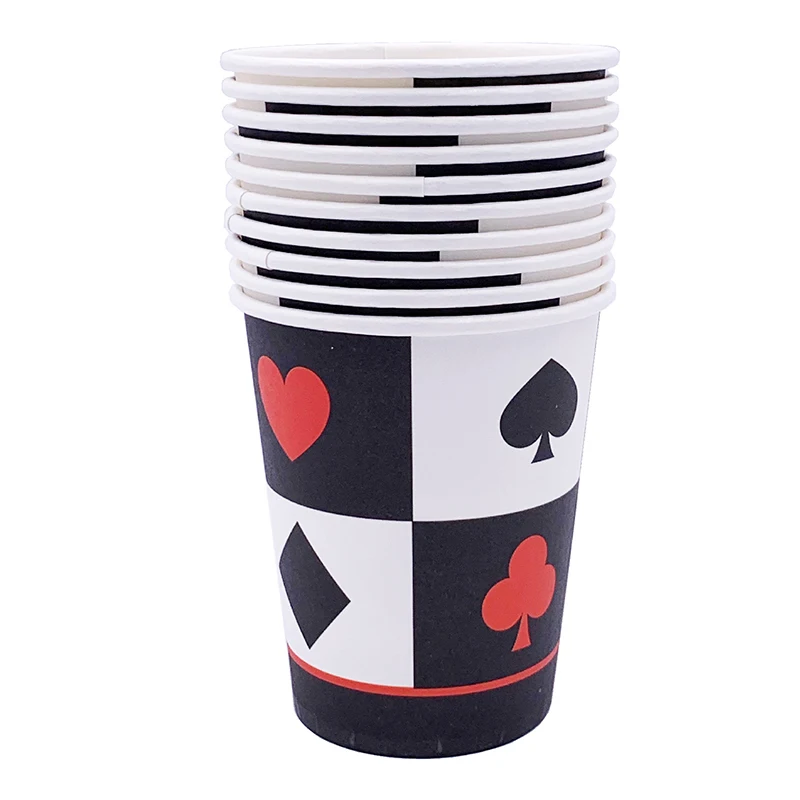 

AVEBIEN New playing card birthday party decorations suit of disposable paper plates Solitaire party Paper cup