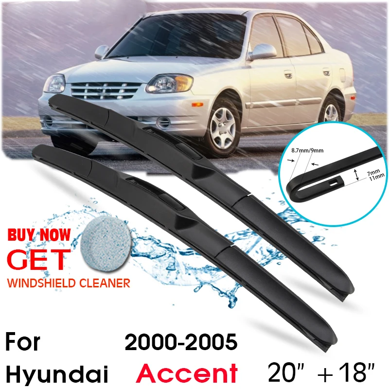 

Car Wiper Blade Front Window Windshield Rubber Silicon Refill Wiper For Hyundai Accent 2000-2005 LHD/RHD 20"+18" Car Accessories