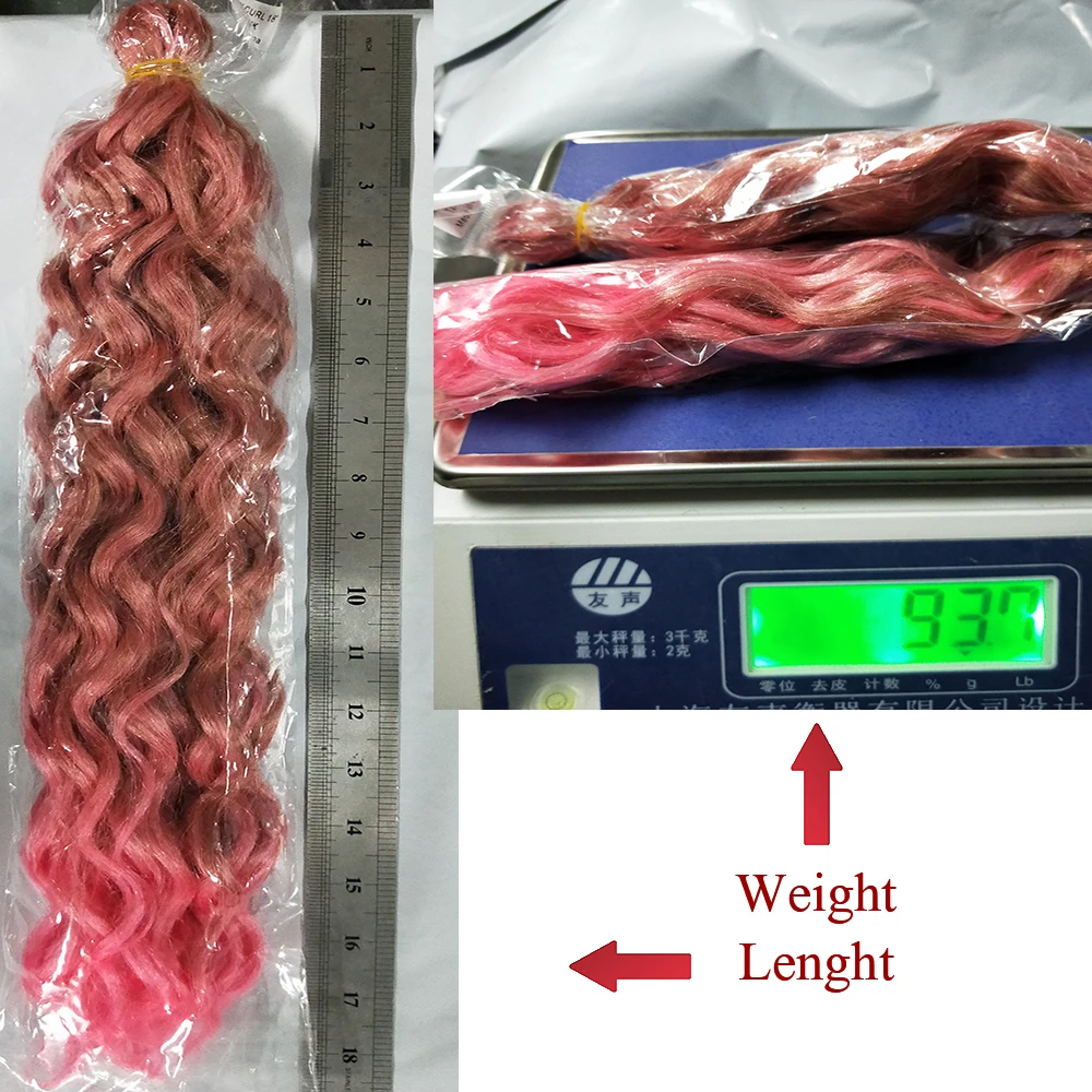 

18Inch Ocean Wave Synthetic Hair Extensions Hawaii Curl Crochet Hair Faux Locs Omber Pink Braiding Hair For Women Hair Expo City