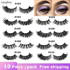 10 парЛот visofree 3D норковые ресницы натуральные длинные wispy Толстые Накладные ресницы макияж многоразовые ресницы Набор оптом D101
