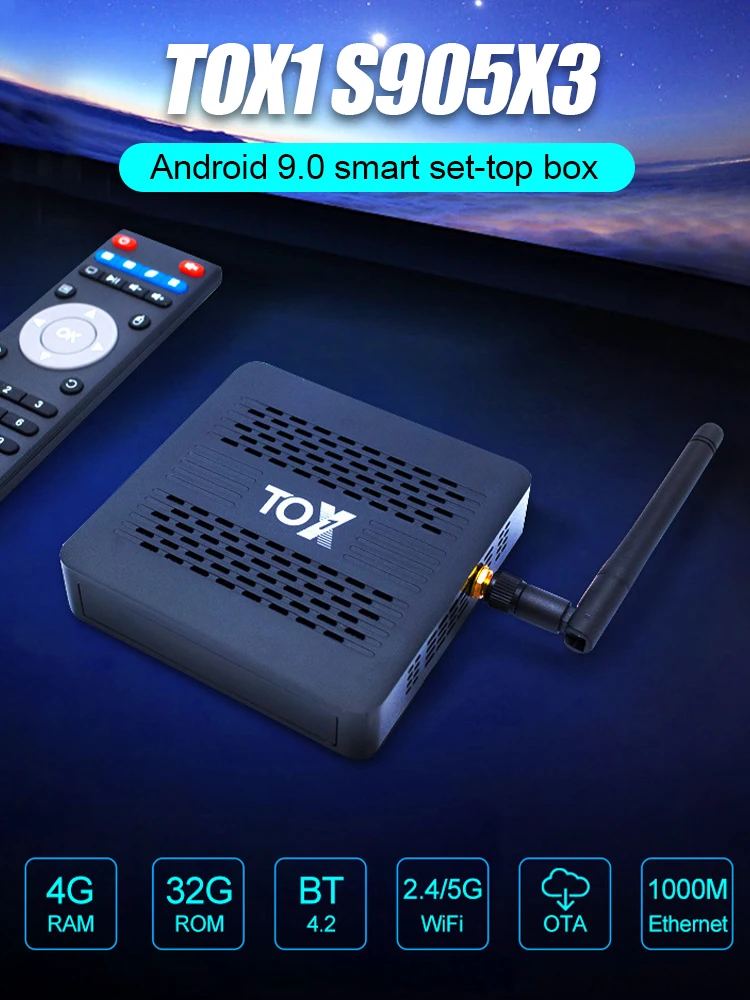 Android 9.0 Tv Box Smart Android Tv Box 4GB RAM 32GB ROM S905X3 Quad Core ARM Cortex-A55 CPU 1.9GhZ Support 8K Smart TV Box