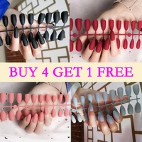 24pcs matte diy fake nails cheap red blue green short nail tips fingernail level nail art false nails wholesales false nails hot