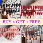 Накладные ногти для самостоятельного изготовления, матовые, красные, синие, зеленые, Короткие Типсы для ногтей уровня ногтей, искусственные ногти, 24 шт.