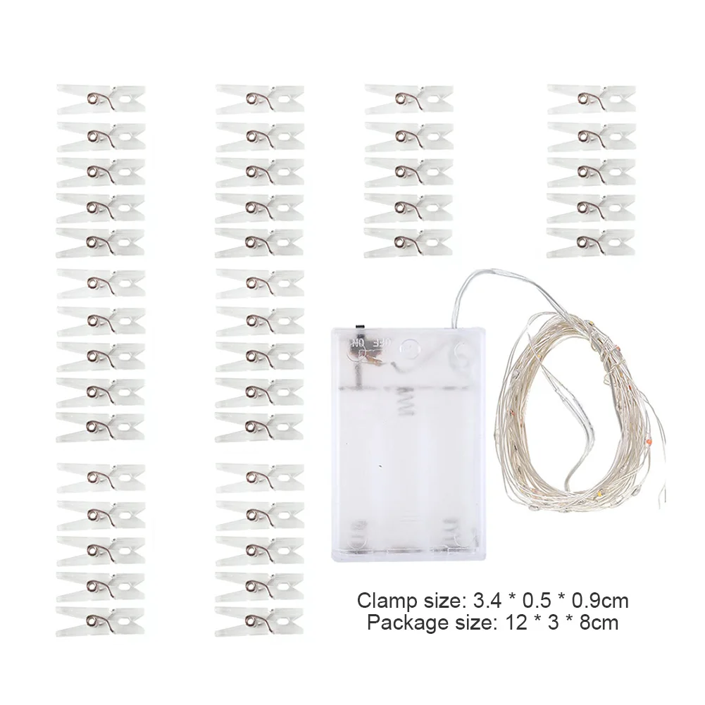 

4m Led Fairy Light Chain Holiday Lighting String with Clips Battery Operated Garland New Years Decor For Wedding Birthday Party