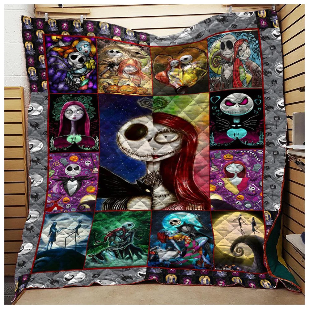 Клетчатое стеганое одеяло с 3D принтом черепа Джека хлопок лето 2019 Крутое