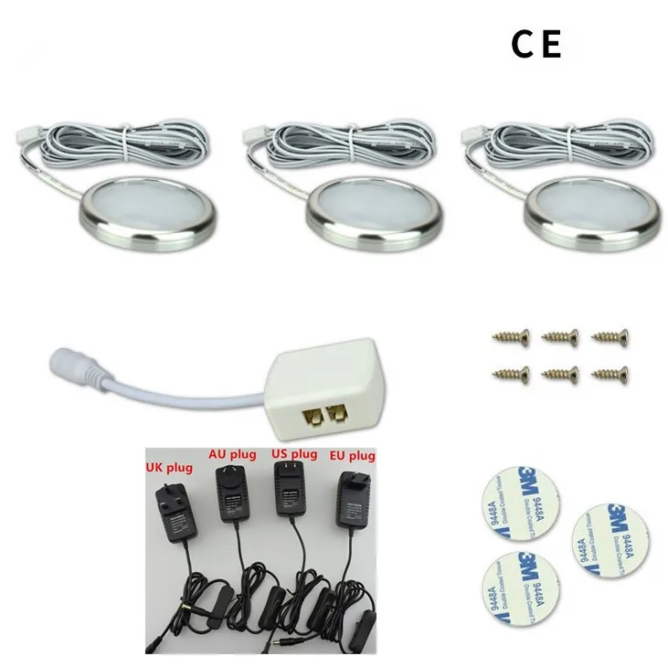 LED Under Cabinet Lighting 3/4/6/8 Lamps Puck Lights with for Counter Shelf Furniture Cupboard Decoration wardrobe | Лампы и освещение