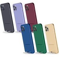 liquid silicone shockproof protective slim case with metal rod kickstand for iphone 13 pro max 12 11