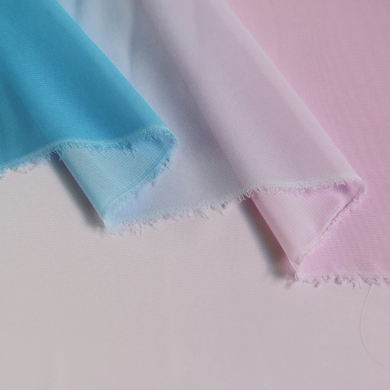 100 см * 148 100D розово голубая градиентная шифоновая ткань с переходом цвета Толстая