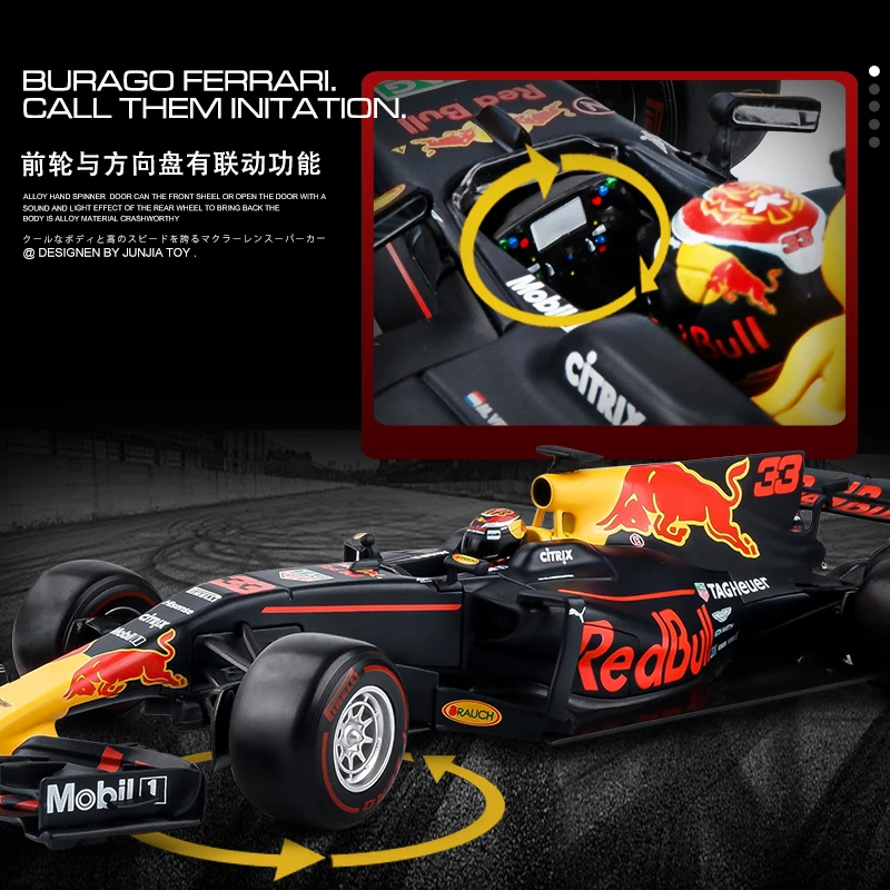 Бураго 1:18 красный BULL RB13 сплав F1 модель автомобиля литья под давлением