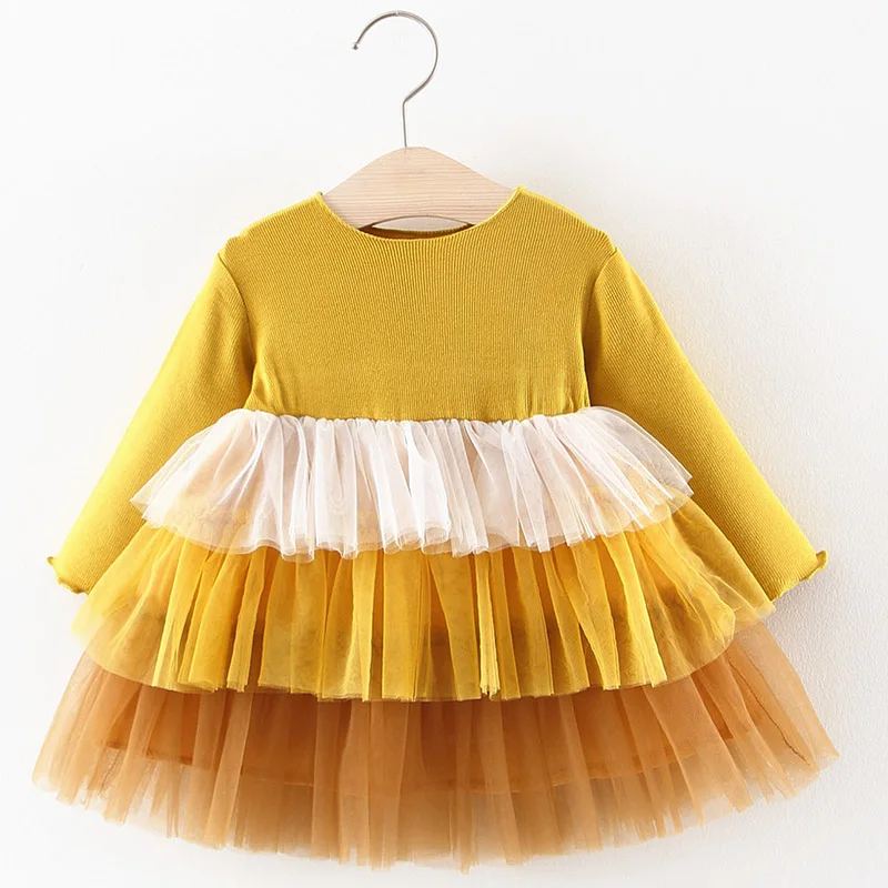 Yellow Г. Зимнее модное рождественское платье для новорожденных маленьких девочек клетчатое платье-свитер с длинными рукавами для девочек, платье для девочки дня рождения детское платье одежда от 3 до 24 месяцев - Цвет: Yellow