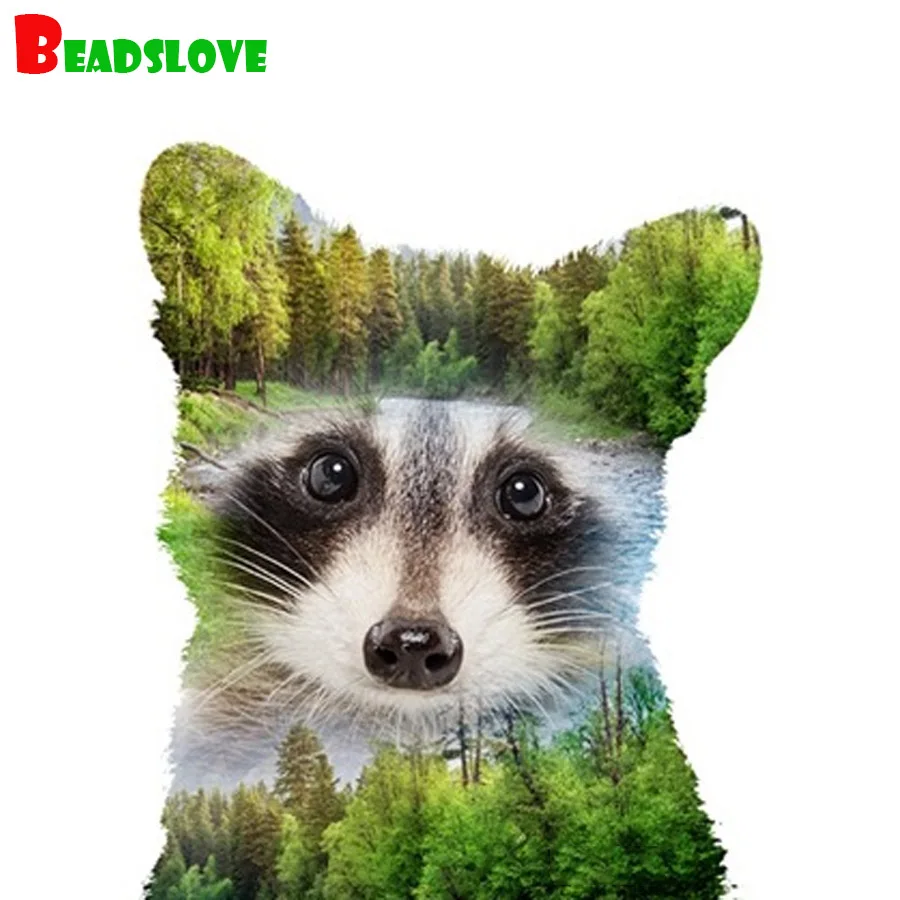 Домашнее искусство алмазная живопись енот гора природа 5d вышивка сделай сам